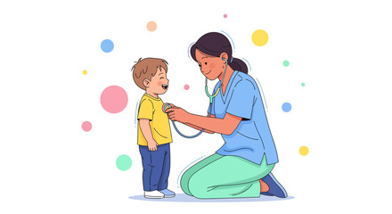 Pediatrician Checking On Child's Health During An Exam With Medical Tools And Care