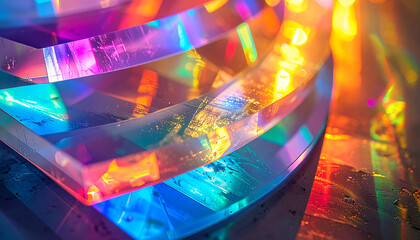 Rainbow Prism of Light: A vibrant display of refracted light, showcasing the mesmerizing dance of colors as it passes through a transparent prism, creating a stunning visual spectacle.