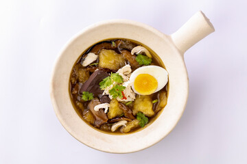 delicious  fish maw soup In the pottery, Asian food, chinese food