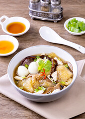 delicious  fish maw soup on the wooden table, Asian food, chinese food