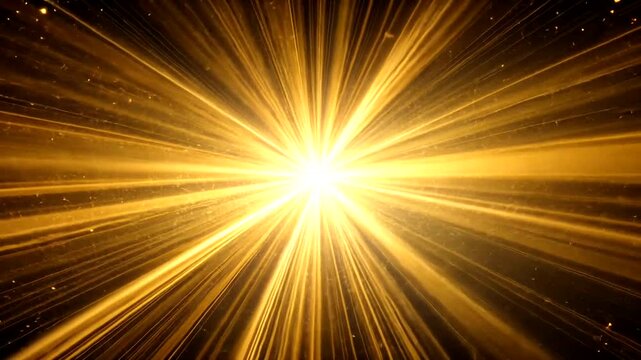 Golden light burst emanating from a central point against a dark background