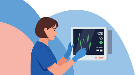 Medical Professional Examines Patient's Vital Signs Displayed On Monitor With Accurate Readings