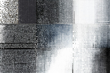 abstract digital dither bitmap glitch grid background, halftone pixelated noise texture. futuristic black geometric matrix pattern for modern designs