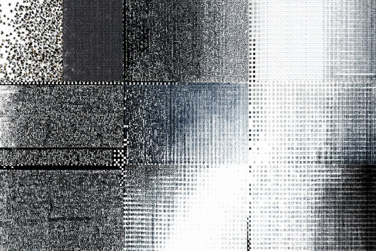 abstract digital dither bitmap glitch grid background, halftone pixelated noise texture. futuristic black geometric matrix pattern for modern designs - Powered by Adobe
