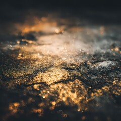 Abstract Macro Shot of Shimmering Gold Glitter Texture with Bokeh Effect