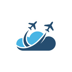 Airplane and cloud logo
