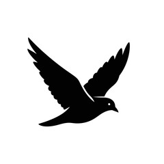 Flying Bird Silhouette Vector Icon (Dove/Pigeon)