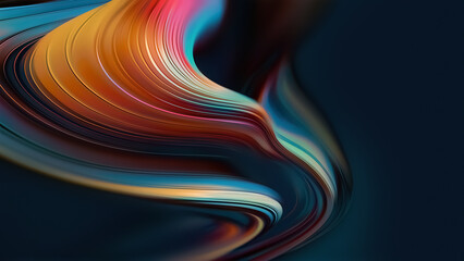 Dynamic Abstract Swirl of Colors in Dark Background