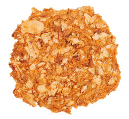 top view coconut cookie on white background.