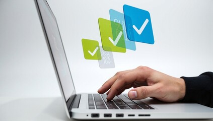 Colorful checkmarks validating tasks on digital interface
