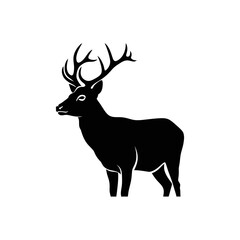 Black silhouette of a majestic deer vector illustration wildlife animal nature forest stag buck mammal 10 point