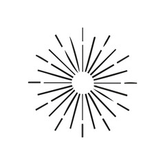 Abstract Sunburst Bursting Lines Radiating Outwards from Center Point in Graphic Design