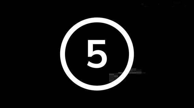 10 second Countdown glitch circle with gradient color. Visual timer of five seconds to a black background. Simple