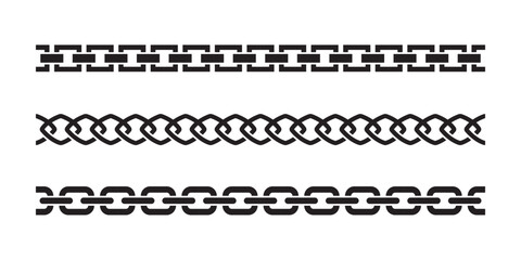 chain - set of chains shape silhouette pattern, Chain vector clipart, Metal chain silhouette. Link icon. Chain shape silhouette pattern, seamless repeatable texture background eps 10 