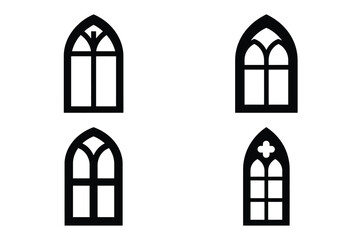 church window vector silhouette black icon