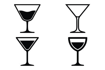 cocktail glass vector silhouette black icon