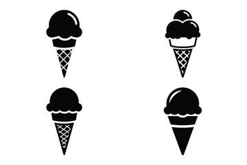 ice cream cone vector silhouette black icon
