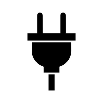 An electric plug in stark silhouette representing the lifeblood of modern connectivity simple black and white vector