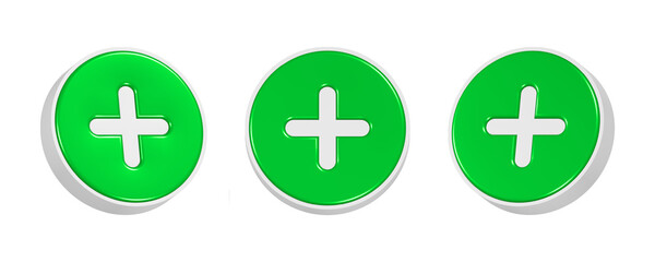 Obraz premium 3d rendering add button in green color