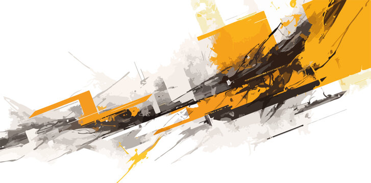 Abstrakte Vektorillustration mit dynamischen gelben und grauen Pinselstrichen, ideal f&uuml;r moderne Hintergr&uuml;nde und kreative Designs.