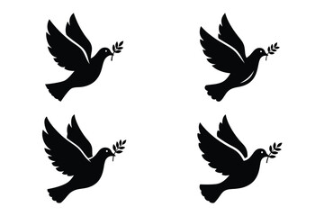 peace dove vector silhouette black icon