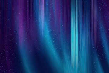 Abstract Visualization of Audio Frequencies in Vertical Lines with Teal and Purple Hues on a Dark Blue Background with Sparkling Accents