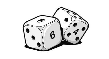 Dice Game Two Dice Showing Numbers Six and Four for Games of Chance