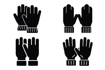 Fototapeta premium wool gloves vector silhouette black icon