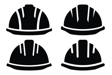 worker helmet vector silhouette black icon