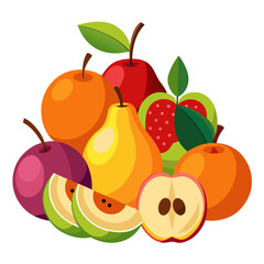 A colorful assortment of fresh fruits including apples pears and oranges