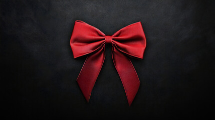 Elegant Crimson Ribbon Bow Accentuating a Textured Dark Background