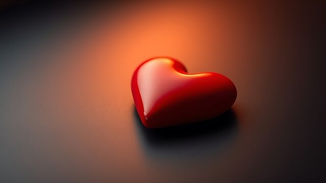 Red heart shape on a sleek black surface, radiating warmth and emotion with a minimalist aesthetic.