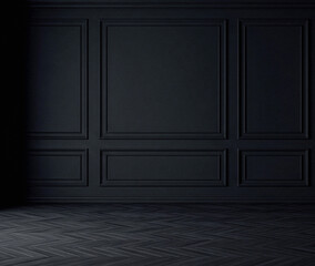 Luxury Dark Room Interior with Classic Wall Molding