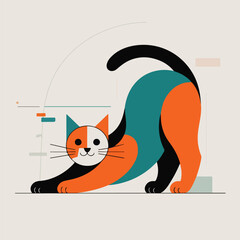 Create a flat color cat design