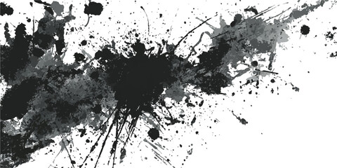 Abstract Black and White Ink Splats Creating a Grunge Effect. Transparent PNG available detailed ink splats Hyper realistic Highly Detailed Isolated On Transparent Background	