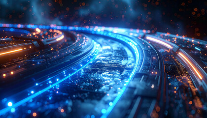 Digital Highway: A mesmerizing display of digital pathways and connections. showcasing the dynamic flow of data