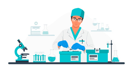 Scientist Performs Scientific Experimentation in a Modern Laboratory Environment