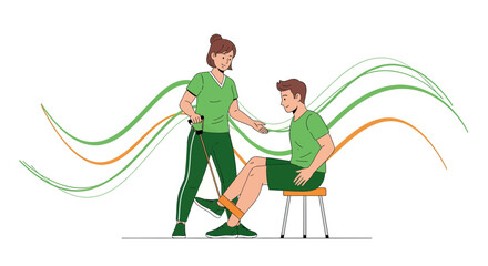 Therapist Assists Patient With Leg Exercise, Depicting Physical Therapy And Health