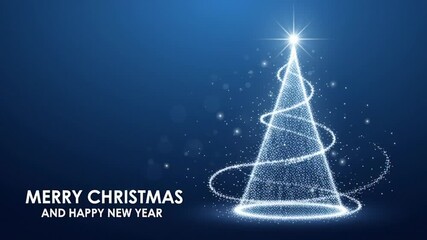 Elegant Christmas Tree Illustration with Glowing Effects and Festive Greetings for Media (79)_4k