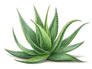 Aloe vera plant PNG isolated on white background, succulent with spiky leaves for natural remedies and skincare products
