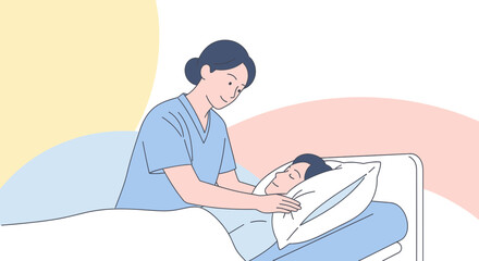 Caring Nurse Comforts Patient During A Peaceful Rest Inside Modern Medical Environment