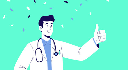 Cheerful Medical Professional Celebrates Success: A Doctor in a Festive, Happy Moment