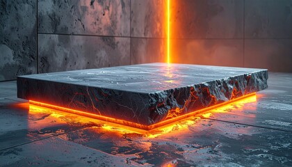 Lit stone platform with glowing edges