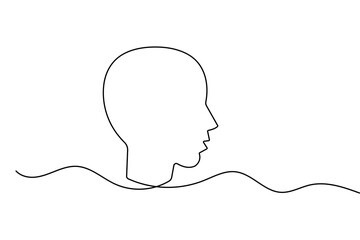 Minimalist man face profile created with continuous one line drawing and clean outline vector illustration
