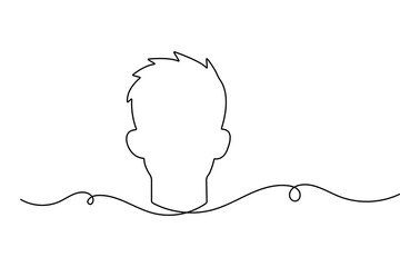 Man face profile in continuous one line drawing with minimalist style and simple outline vector illustration
