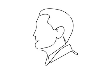 Man face profile in continuous one line drawing with minimalist style and simple outline vector illustration
