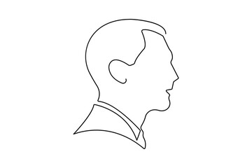 Man face profile in continuous one line drawing with minimalist style and simple outline vector illustration
