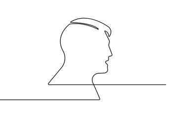 Man face profile in continuous one line drawing with minimalist style and simple outline vector illustration
