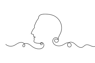 Man face profile in continuous one line drawing with minimalist style and simple outline vector illustration
