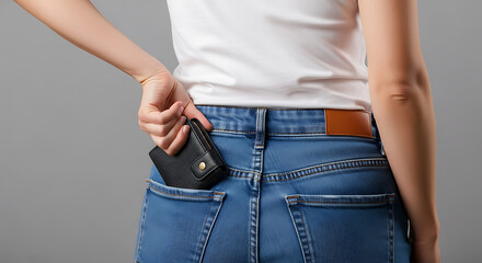 Wallet Placement in Back Pocket of Jeans for Security and Safe Money Handling